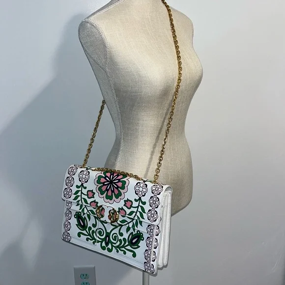 PRICE IS FIRM! Tory Burch Gemini Link Chain Printed Leather Crossbody - Picture 6 of 17